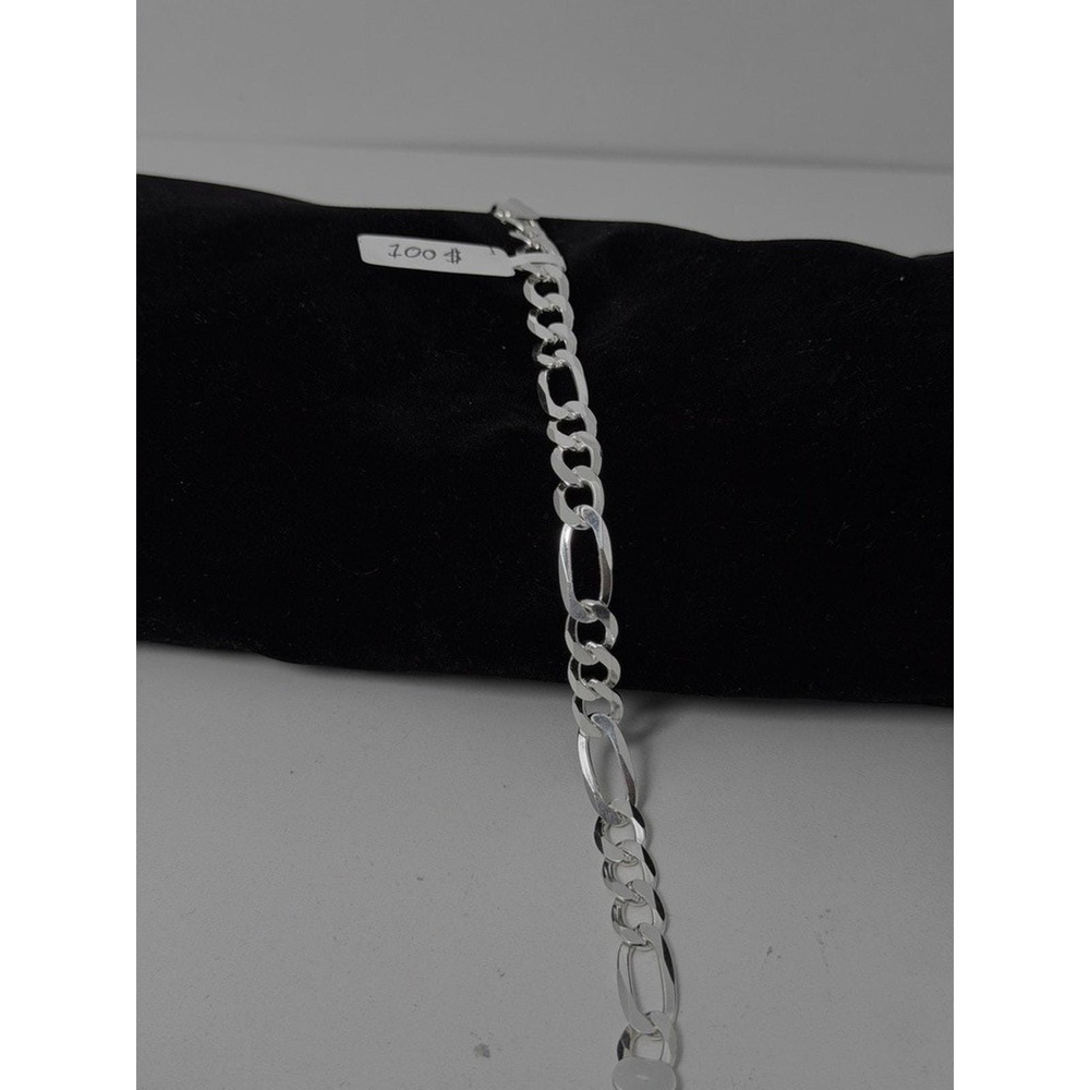 925 Sterling Silver Figaro Link Chain Bracelet Mens Womens 8 Inch 8.6mm Italy - Picture 4 of 5